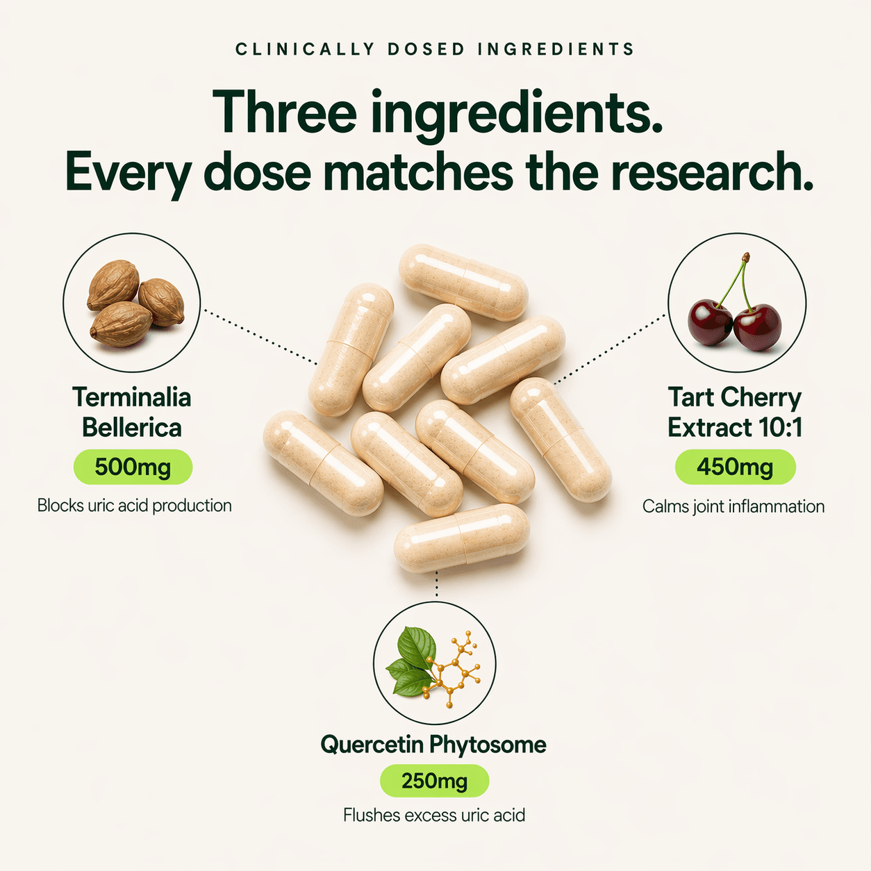 TrueDose product image with three uric acid support pathways